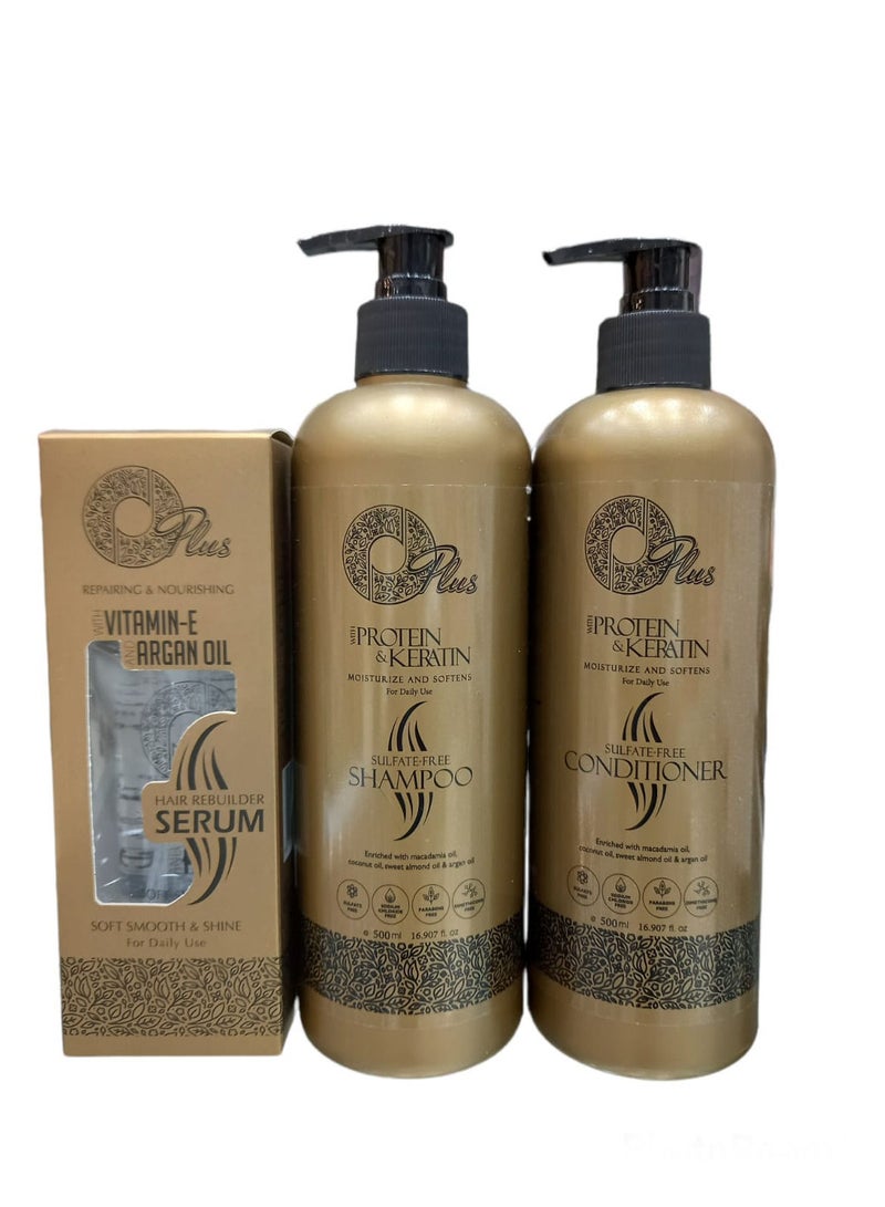 Oplus Shampoo 500ml and Conditioner 500 ml for Keratin Treated Hair and O Plus Anti Frizz Serum 110 ml it Does Not Contain Sulfates or Sodium - Image 2
