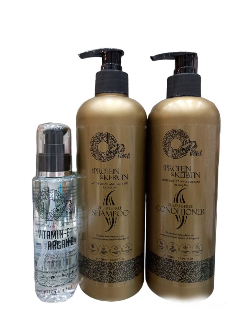 Oplus Shampoo 500ml and Conditioner 500 ml for Keratin Treated Hair and O Plus Anti Frizz Serum 110 ml it Does Not Contain Sulfates or Sodium - Image 3