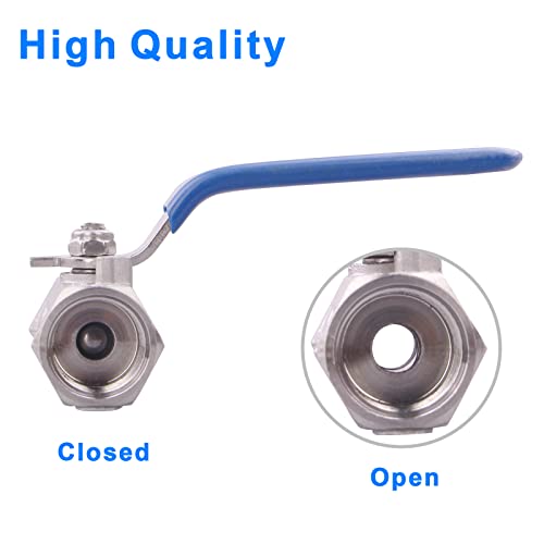 DERNORD Stainless Steel Ball Valve 1PC Type 3/8 Inch NPT Standard Port for Water, Oil, and Gas (3/8 Inch Ball Valve) - Image 4