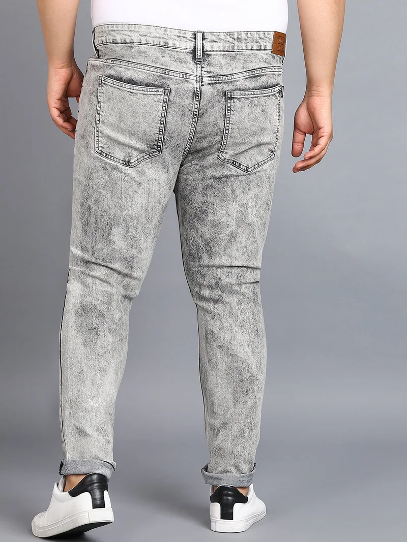 Urbano Fashion  Urbano Plus Men's Ice Grey Regular Fit Washed Jeans Stretchable  | Best Price UAE