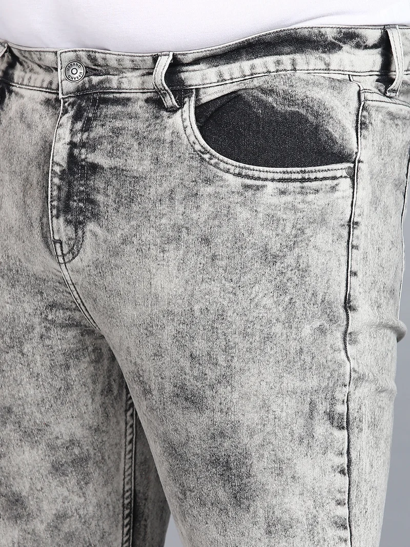 Urbano Fashion  Urbano Plus Men's Ice Grey Regular Fit Washed Jeans Stretchable  | Best Price UAE