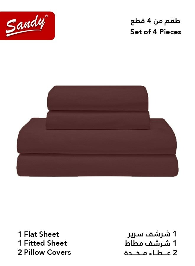 ساندي طقم شراشف سرير ساندي فاخر بجودة الفنادق شرشف مسطح وشرشف مطاط مع أغطية مخدات، طقم من أربعة قطع، شديد النعومة وجيد التهوية وبارد, مقاس نفرين كينج (259 × 274 سم & 200 × 200 +30 سم), بني عودي - Image 2