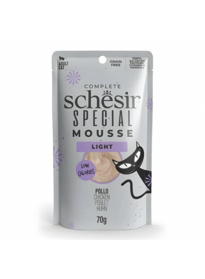 Schesir Special Mousse Light Chicken Low-Calorie Grain-Free Complete Cat Food with Natural Ingredients 70g - Image 1
