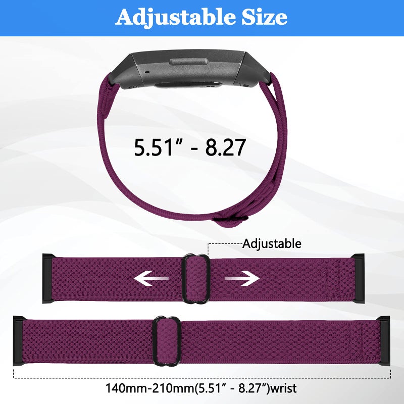 Vodtian Elastic Nylon Watch Band Compatible with Fitbit Charge 4 /Fitbit Charge 3 /SE, Adjustable Braided Solo Loop Sport Straps Replacement Wristband for Women Men - Image 4
