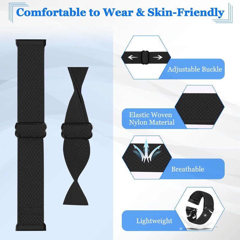 Vodtian Elastic Nylon Watch Band Compatible with Fitbit Charge 4 /Fitbit Charge 3 /SE, Adjustable Braided Solo Loop Sport Straps Replacement Wristband for Women Men - Image 3