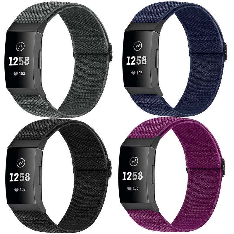 Vodtian Elastic Nylon Watch Band Compatible with Fitbit Charge 4 /Fitbit Charge 3 /SE, Adjustable Braided Solo Loop Sport Straps Replacement Wristband for Women Men - Image 2