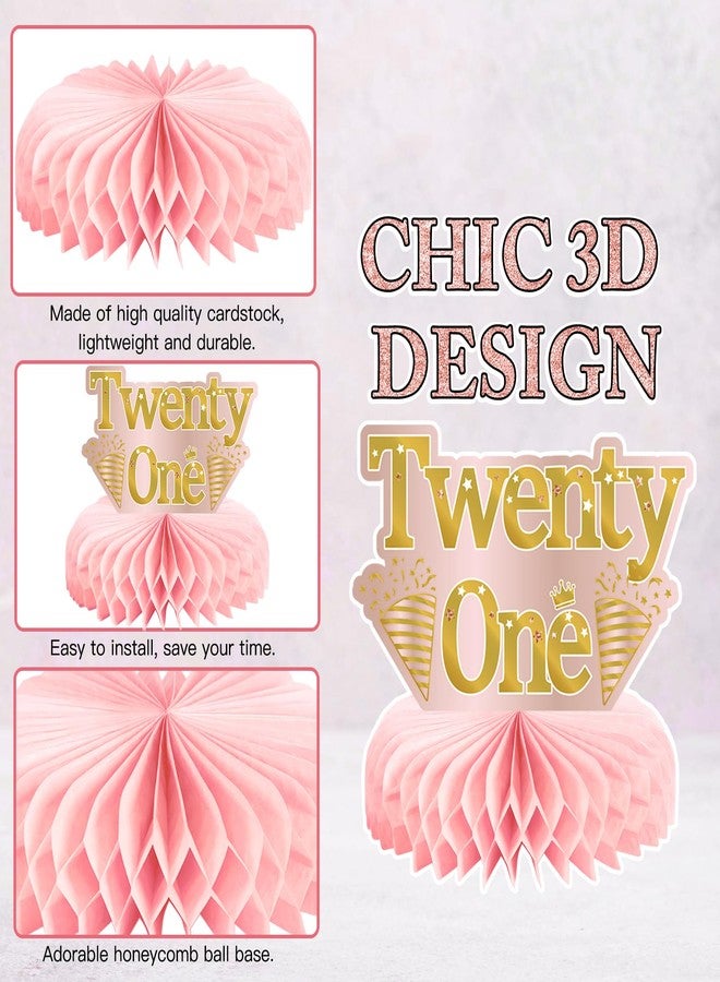 MOORAY 9Pcs 21st Birthday Decorations Pink Rose Gold Honeycomb Centerpieces for Women Girls,Happy 21st Birthday Table Centerpieces Party Supplies,Twenty-One Year Old Birthday Table Toppers Decor - Image 4