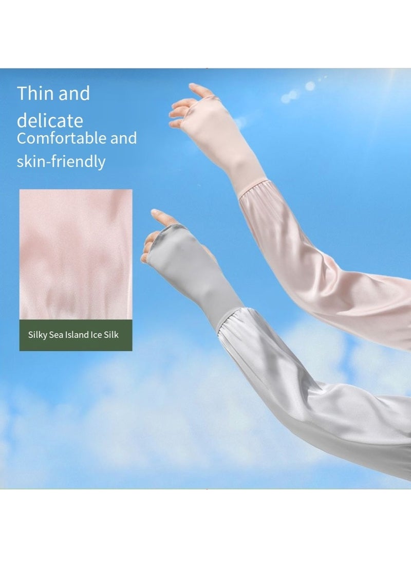 General Sun protection sleeves summer anti-ultraviolet outdoor ice sleeves cycling nylon ice silk women's long sun protection gloves  - Image 2