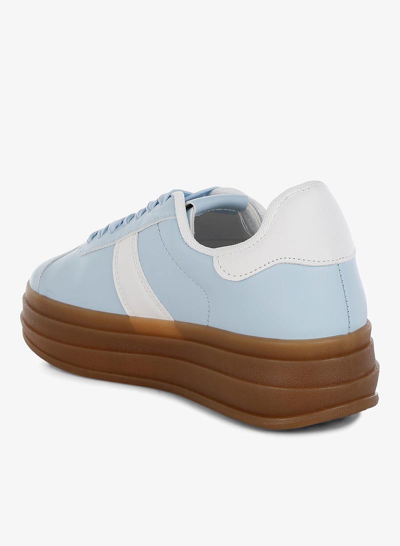 London Rag Faux Leather Lace-Up Sneakers in Light Blue - Image 3