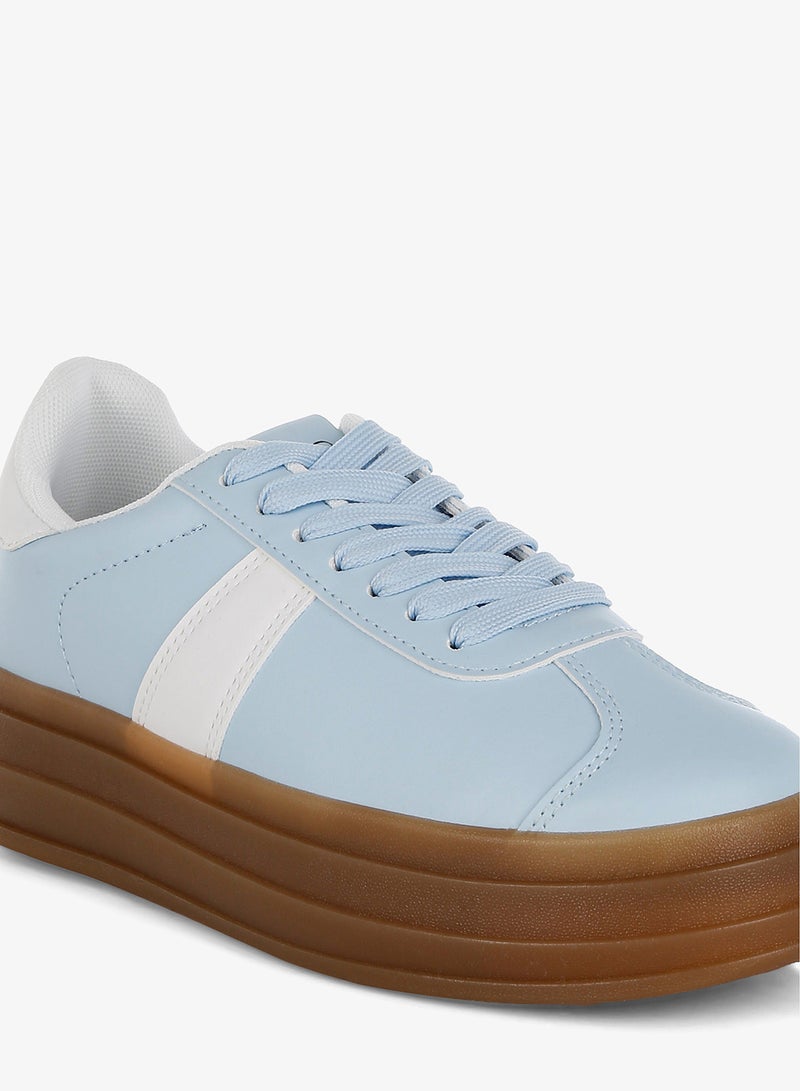 London Rag Faux Leather Lace-Up Sneakers in Light Blue - Image 5