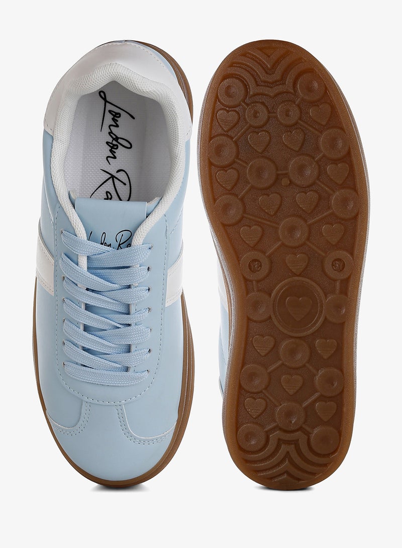 London Rag Faux Leather Lace-Up Sneakers in Light Blue - Image 4