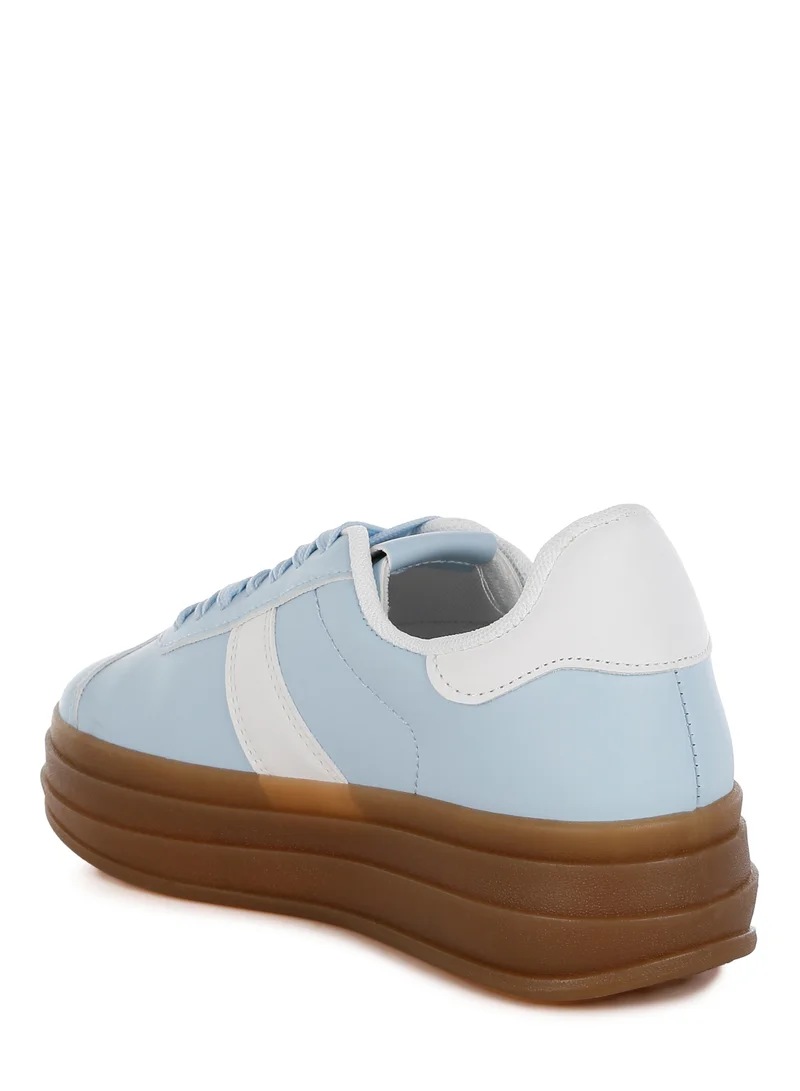 London Rag Faux Leather Lace-Up Sneakers in Light Blue