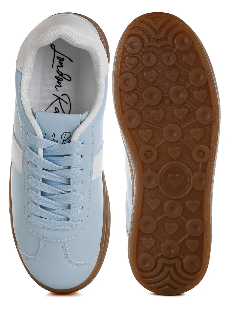 London Rag Faux Leather Lace-Up Sneakers in Light Blue