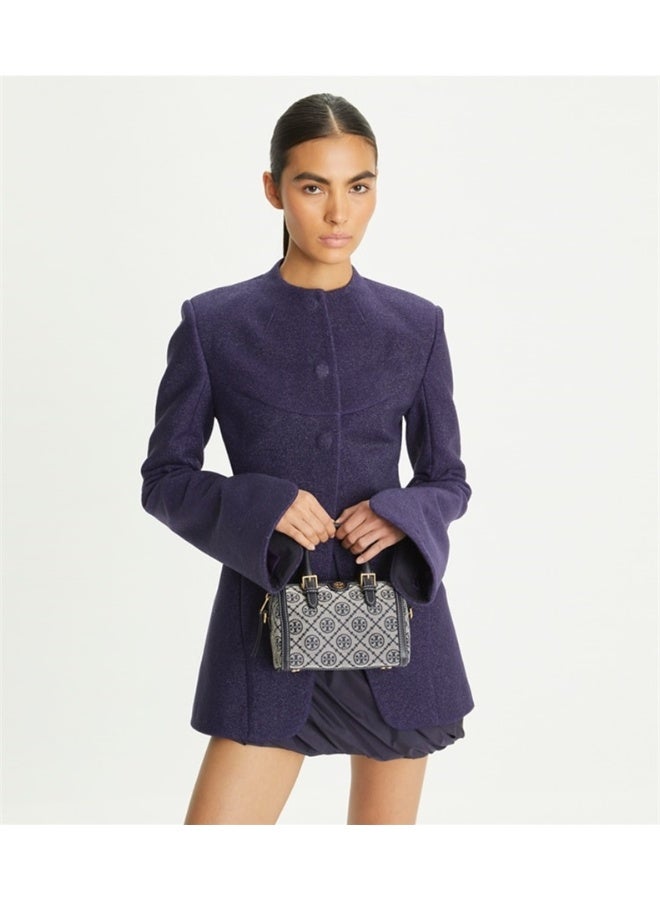 Burch TB Women's T Monogram Jacquard Barrel Petite Bag Tory Navy - Image 3