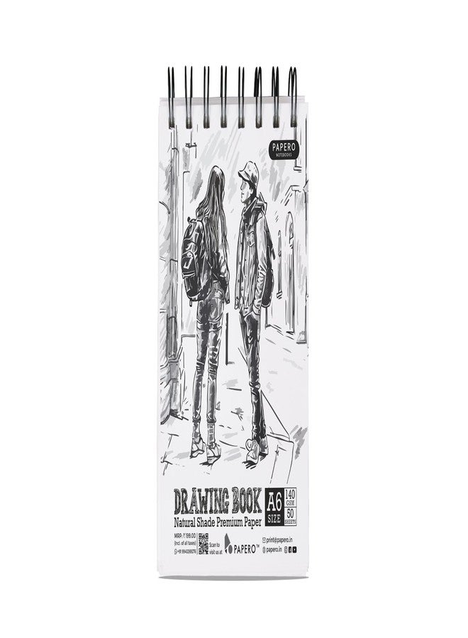 PaperO A6 Sketch/Drawing Book - 140 GSM, 100 Pages/50 Sheets, Metal Wire-O Bound - Perfect for Professional Artists, Architects, Kids, and Adults (10.5 x 14.8 cm) (Pack of 3) - Image 2