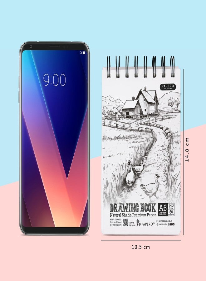 PaperO A6 Sketch/Drawing Book - 140 GSM, 100 Pages/50 Sheets, Metal Wire-O Bound - Perfect for Professional Artists, Architects, Kids, and Adults (10.5 x 14.8 cm) (Pack of 3) - Image 5