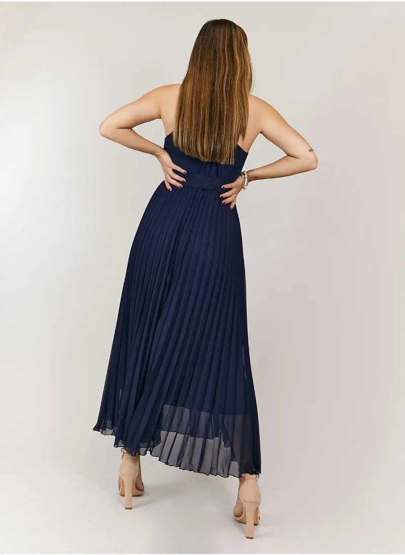 Style Cheat Luisa Belted Pleated Maxi Dress