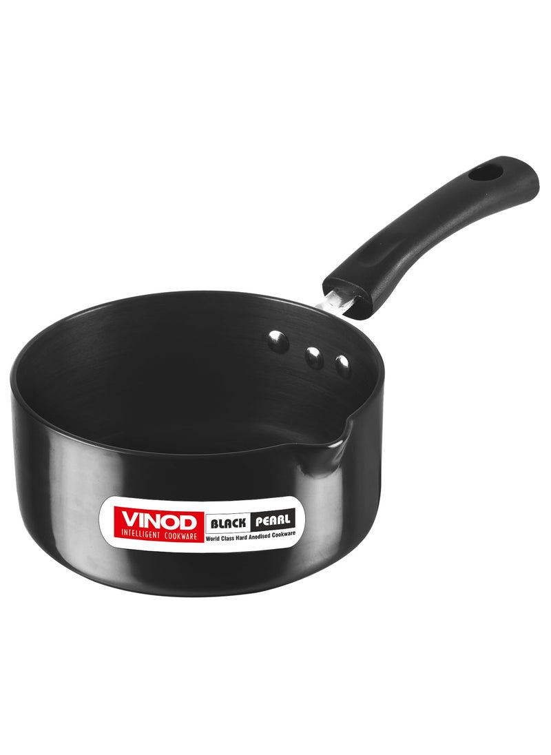VINOD - Vinod Black Pearl Hard Anodised Saucepan 17 Litre 16 cm 325 mm Thick Easy Pour Spout Bakelite Handle Scratch Proof Induction and Gas Base 2 Year Warranty - Image 1