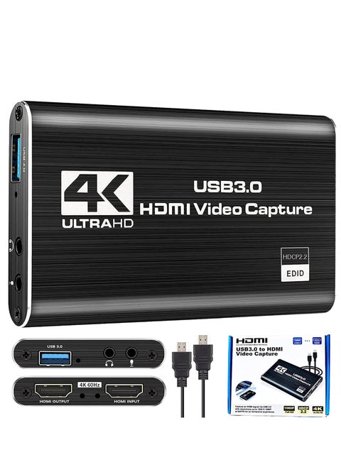 دونجل بطاقة التقاط الالعاب 1080 بيكسل 60 اطار في الثانية 4K HDMI ، قم بالبث المباشر والتسجيل عبر كاميرا دي اس ال ار، مناسبة للبث المباشر وتسجيل الفيديو