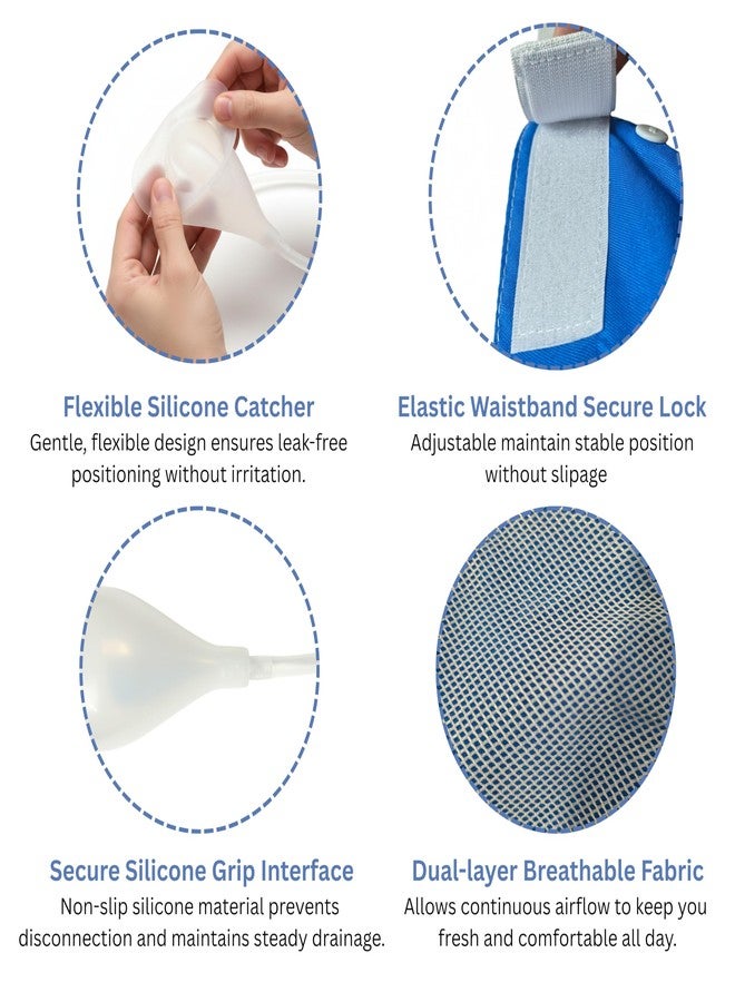 OTICA Urine Collector Set For Elderly Men Reusable Urine Bag | 2 x 1000ml & 1 x 2000ml Reusable Pee Bag | Silicone Urine Catcher With Long Tube | Skin Friendly Pant For Indoor & Outdoor Use - Image 2