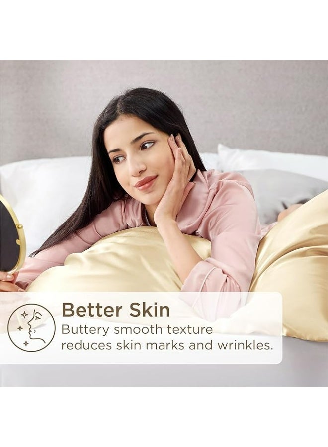 2-Pack Luxurious Mulberry Silk Pillowcases, 25 Momme Satin Weave, Hypoallergenic Solid Color Envelope Closure, Hand Wash Only, Designed for Hair and Skin,120-140gsm - Image 3