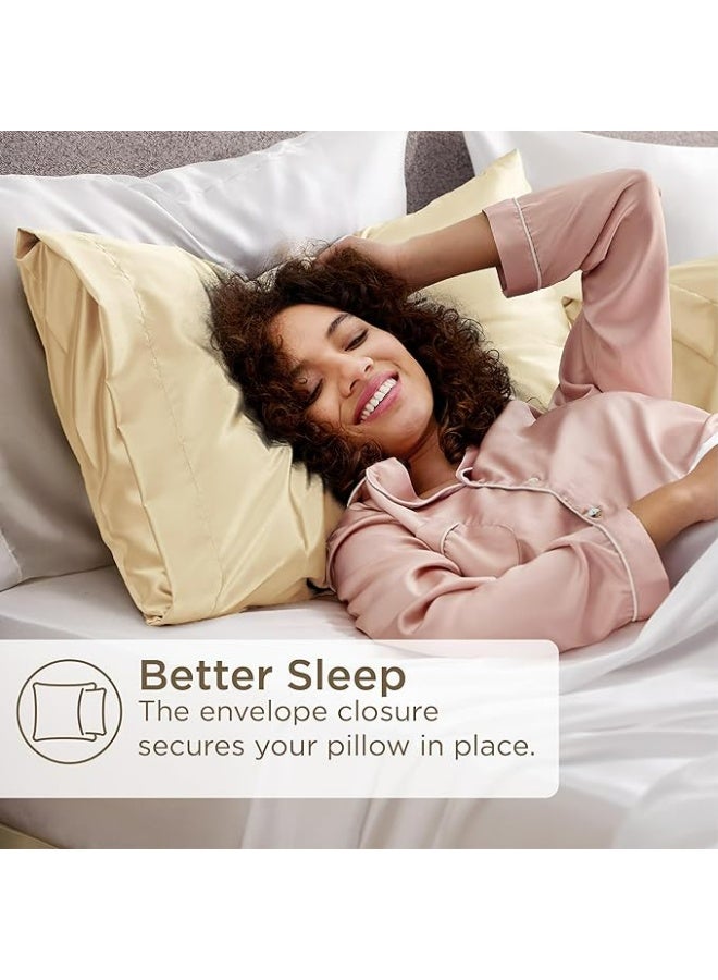 2-Pack Luxurious Mulberry Silk Pillowcases, 25 Momme Satin Weave, Hypoallergenic Solid Color Envelope Closure, Hand Wash Only, Designed for Hair and Skin,120-140gsm - Image 4