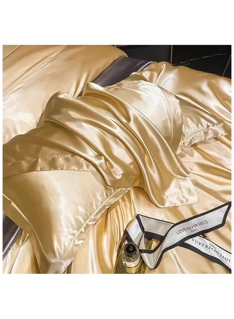 [2-Pack Silk Pillowcases] 2-Pack Luxurious Mulberry Silk Pillowcases, Satin Weave, Hypoallergenic | Polyester, Solid Color, Envelope Closure, Hand Wash Only, 120-140Gsm，Apricot  - Image 1