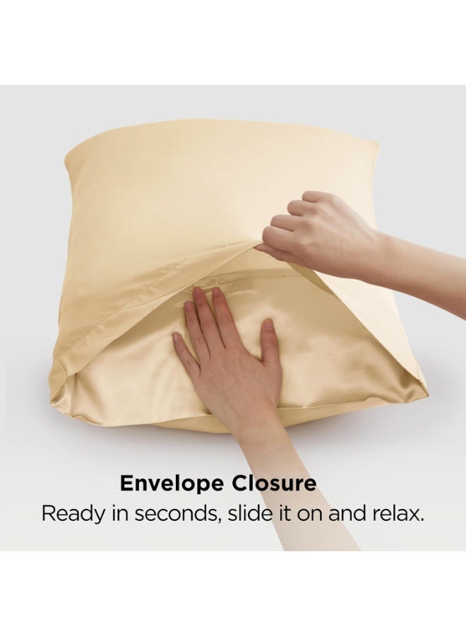 2-Pack Luxurious Mulberry Silk Pillowcases,20 Momme Satin Weave, Hypoallergenic Solid Color Envelope Closure, Machine Washable, Designed for Hair and Skin,20-25gsm - Image 5
