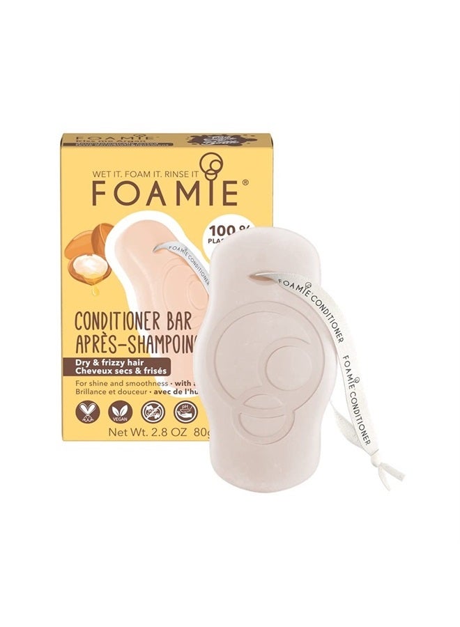 FOAMIE Natural Hair Solid Conditioner Bar, Argan Cconditioner for Damaged Hair, Conditioner for Women & Men, Plastic Free Packaging saves 2 Bottles per Bar, Cruelty, Paraben & Sulfate Free - Image 1