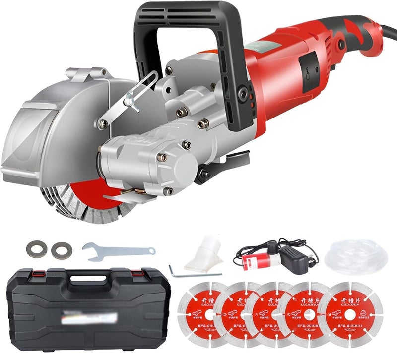 Wall Chaser, 7500r/min Groove Cutting Machine With 5 Blades, 0-37mm Adjustable Depth, 33mm Max Width For Brick Marble Floor(Rojo) - Image 1