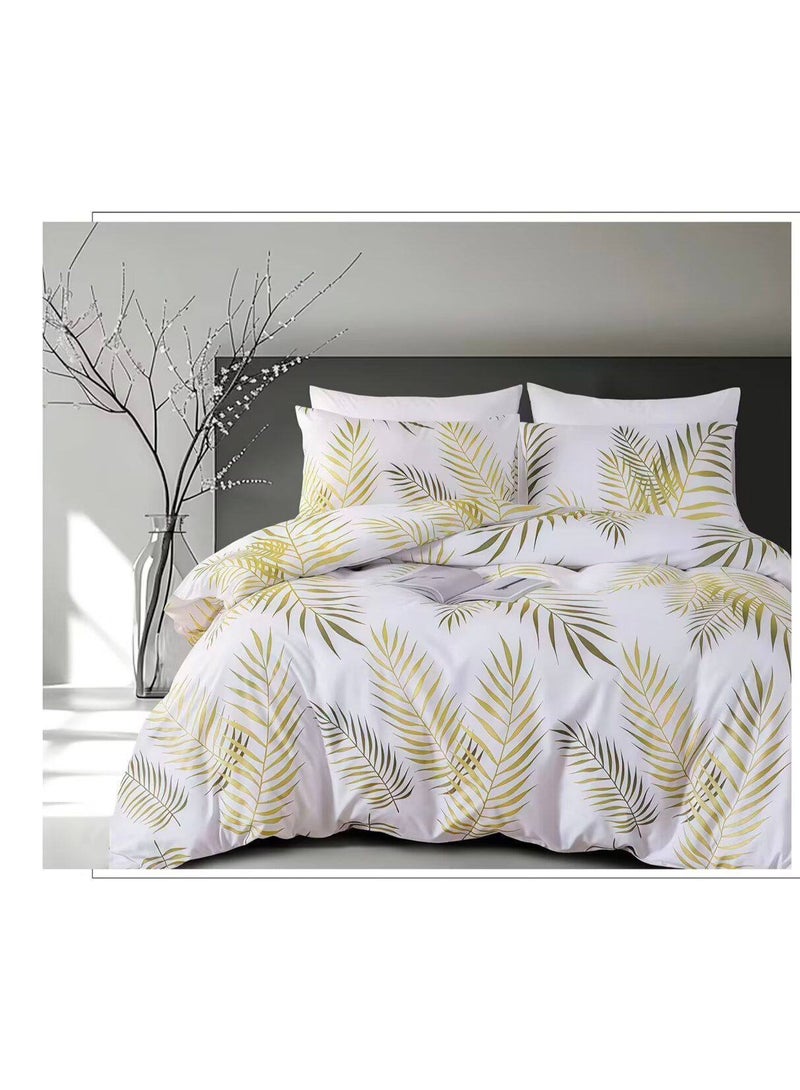 Printed King Size 6 Piece Duvet Cover Set Modern floral and petals Print Bedding Set- Quilt Cover Set Cotton + Polyester