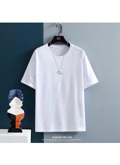 Summer Mens Casual Solid Tee Outfit Set Short sleeve inner T-shirt white