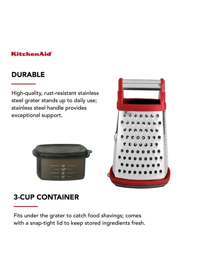 KitchenAid Gourmet Stainless Steel Box Grater, Red - Image 3