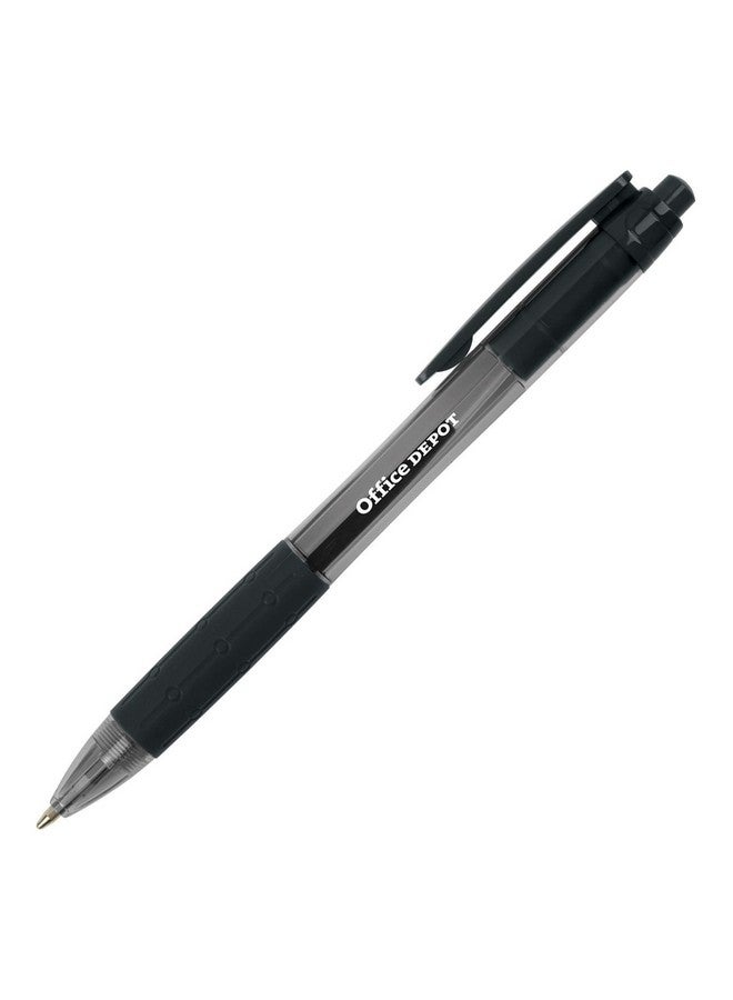 Office Depot ® Brand Retractable Ballpoint Pens With Grips, Medium Point, 1.0 Mm, Black Barrels, Black Ink, Pack Of 50 Pens - Image 2