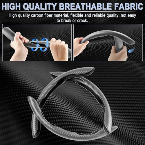 Amiss 3pcs Carbon Fiber Anti-Skid Steering Wheel Cover, Segmented & Butterfly Design, Universal 99% Car Wheel Cover Protector, Grey - Image 2