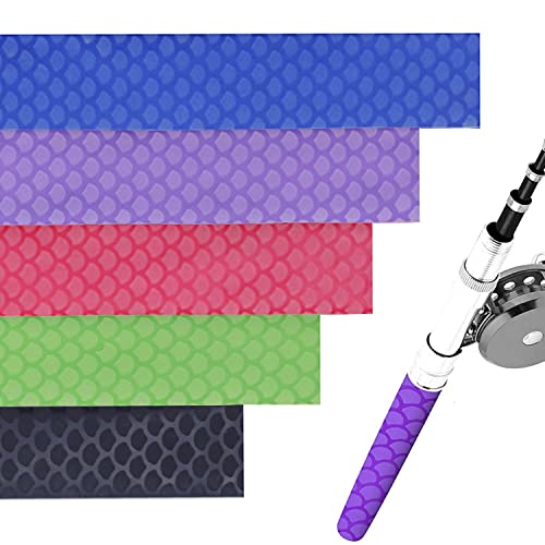 Greatfishing Fish Scale Pattern Heat Shrink Sleeve Wrap Fishing Bulding Handle Cork Rod Grip with Non Slip Waterproof and Insulation 40inch 5 Color 5 Size Choice Durable Repair(Black Diamter:35mm) - Image 1