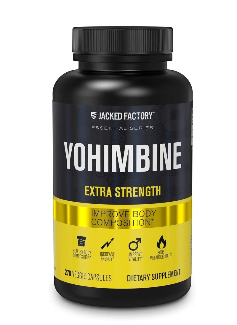 Jacked Factory - Yohimbine is a dietary supplement that supports the body with energy 270 Veggie Capsule Pills - Image 1