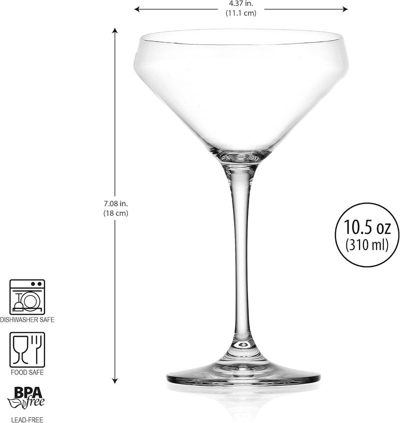 Glaver's Martini Glasses Set of 4 Cocktail Glasses, 10.5 Ounce Stemmed Margarita Glasses, for Bar, Martinis, Cosmopolitan, Gimlet, Elegant Packaging - Image 2
