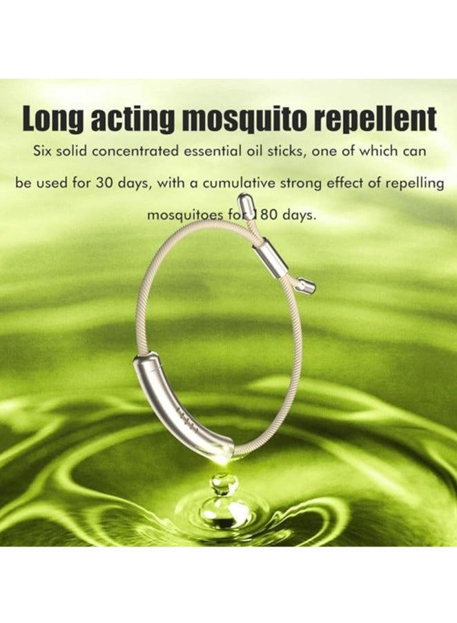 general Adjustable essential oil insect repellent bracelet with 6 replacement sticks, suitable for children and adults for indoor and outdoor travel, 100% natural plant essential oils, up to 720 hours - Image 2