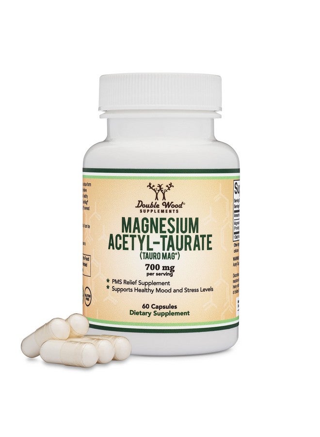 Double Wood Supplements Pplement (Magnesium Acetyltaurate (Tauromag)) Novel And Patented Form Of Magnesium For Pms Mood Swing And Cramp Relief (60 Capsules 350Mg) By Double Wood Supplements - Image 2