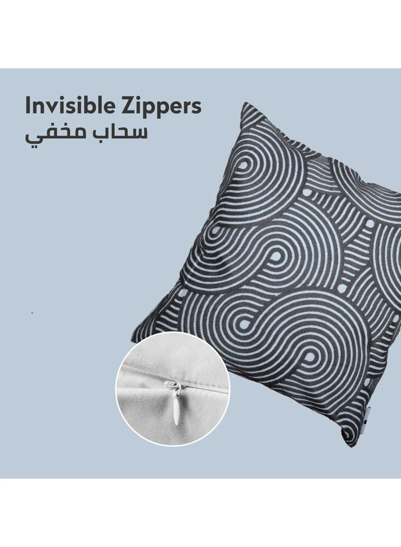 Donetella Cushion Cover,45X45 Cm (18X18 inch) 2-Pcs Decorative Throw Pillowcases Without Filler With Beautiful Abstract Art For Sofa Bed Living Room And Couch, Mid Grey