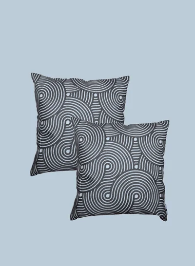 Donetella Cushion Cover,45X45 Cm (18X18 inch) 2-Pcs Decorative Throw Pillowcases Without Filler With Beautiful Abstract Art For Sofa Bed Living Room And Couch, Mid Grey
