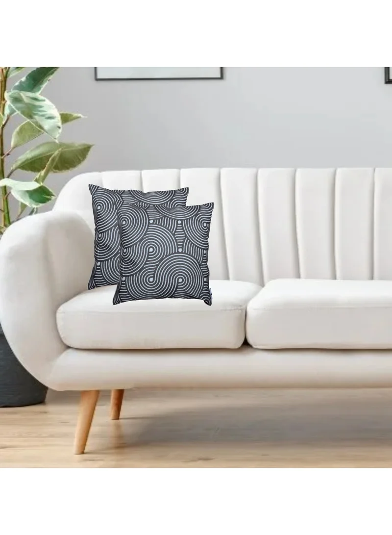 Donetella Cushion Cover,45X45 Cm (18X18 inch) 2-Pcs Decorative Throw Pillowcases Without Filler With Beautiful Abstract Art For Sofa Bed Living Room And Couch, Mid Grey