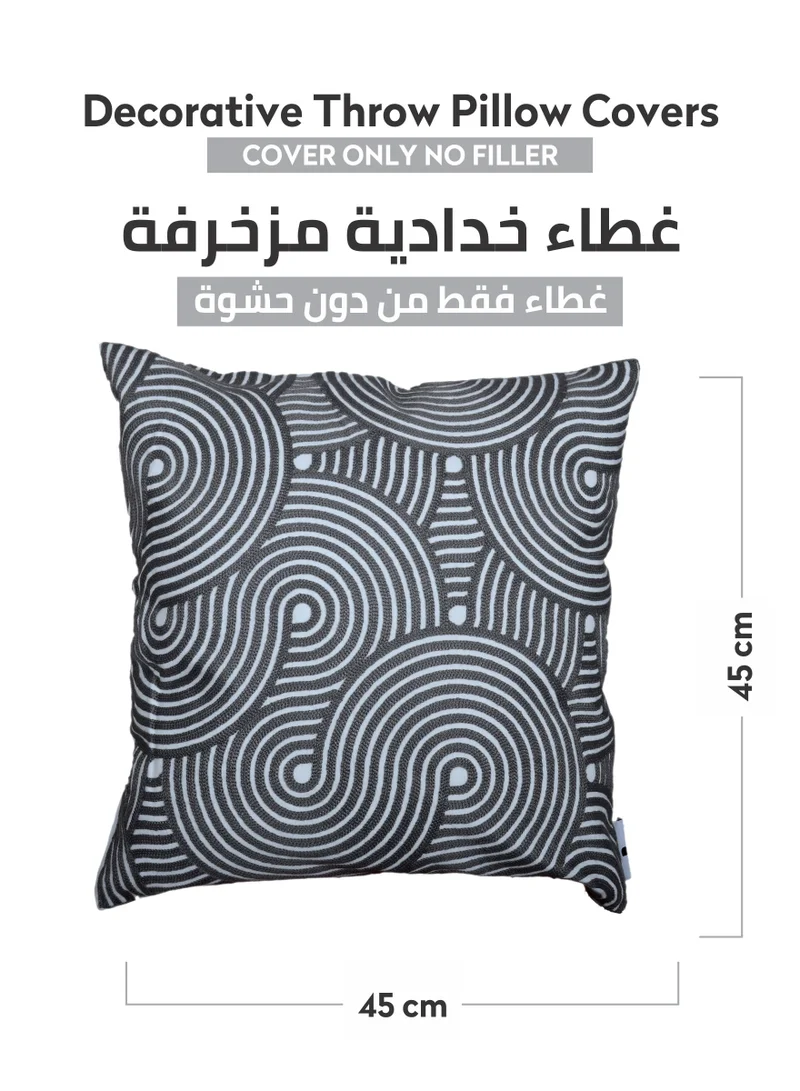 Donetella Cushion Cover,45X45 Cm (18X18 inch) 2-Pcs Decorative Throw Pillowcases Without Filler With Beautiful Abstract Art For Sofa Bed Living Room And Couch, Mid Grey