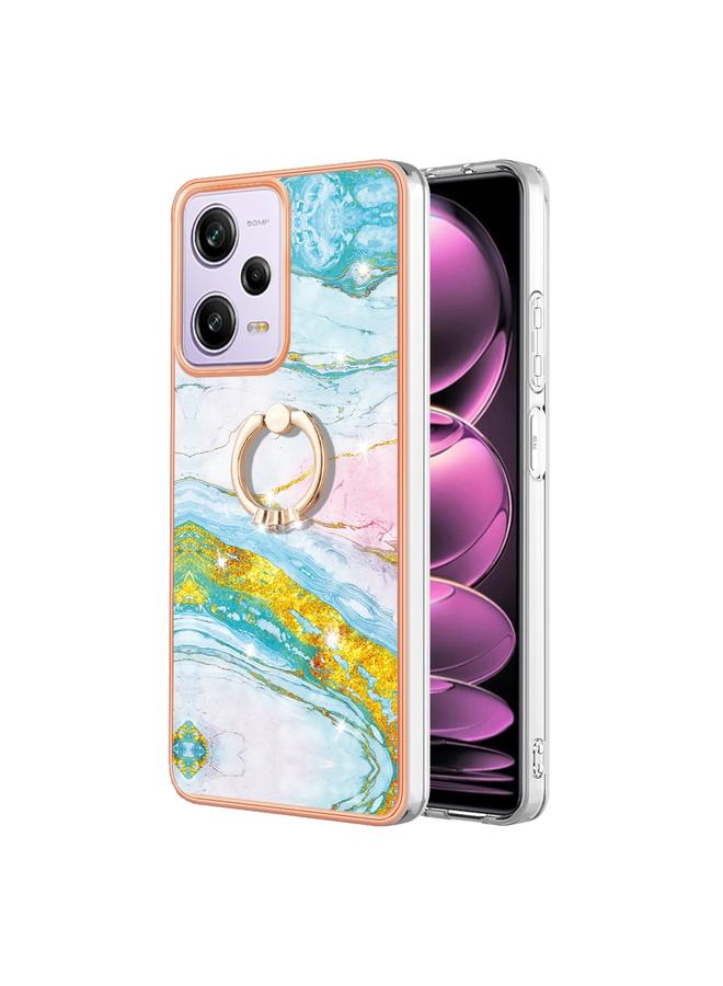Case For Xiaomi Poco X5 Pro 5G Electroplating Marble IMD TPU Phone Case with Ring Holder