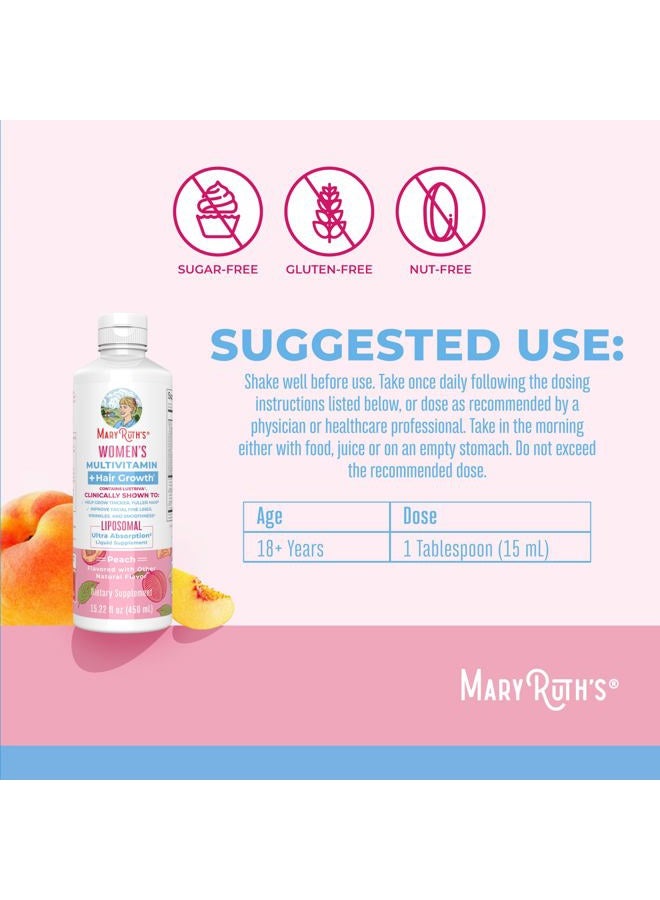 MaryRuth Organics Women's Multivitamin Lustriva Hair Growth Liposomal | Biotin | Vitamin D, B | Clinically Tested for Thicker Hair, Fine Lines, Skin Care | Ages 18 | Hair Vitamins | 15 Fl Oz - Image 3