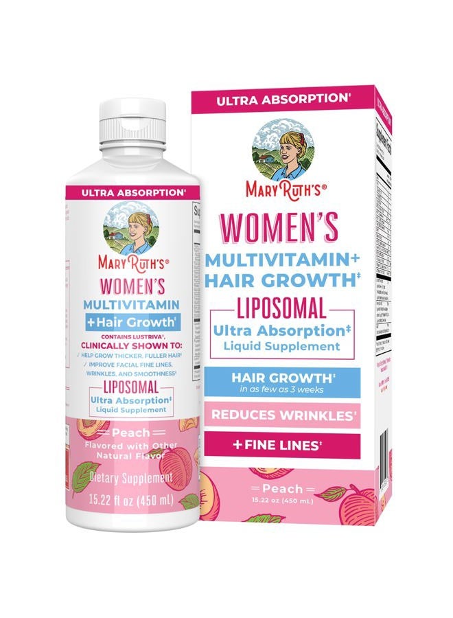MaryRuth Organics Women's Multivitamin Lustriva Hair Growth Liposomal | Biotin | Vitamin D, B | Clinically Tested for Thicker Hair, Fine Lines, Skin Care | Ages 18 | Hair Vitamins | 15 Fl Oz - Image 1