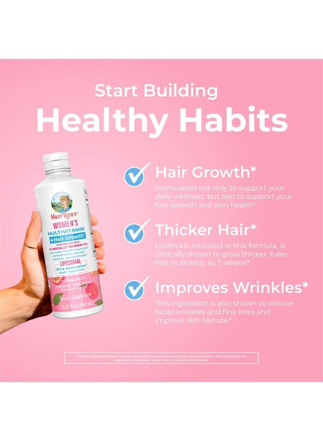 MaryRuth Organics Women's Multivitamin Lustriva Hair Growth Liposomal | Biotin | Vitamin D, B | Clinically Tested for Thicker Hair, Fine Lines, Skin Care | Ages 18 | Hair Vitamins | 15 Fl Oz - Image 5