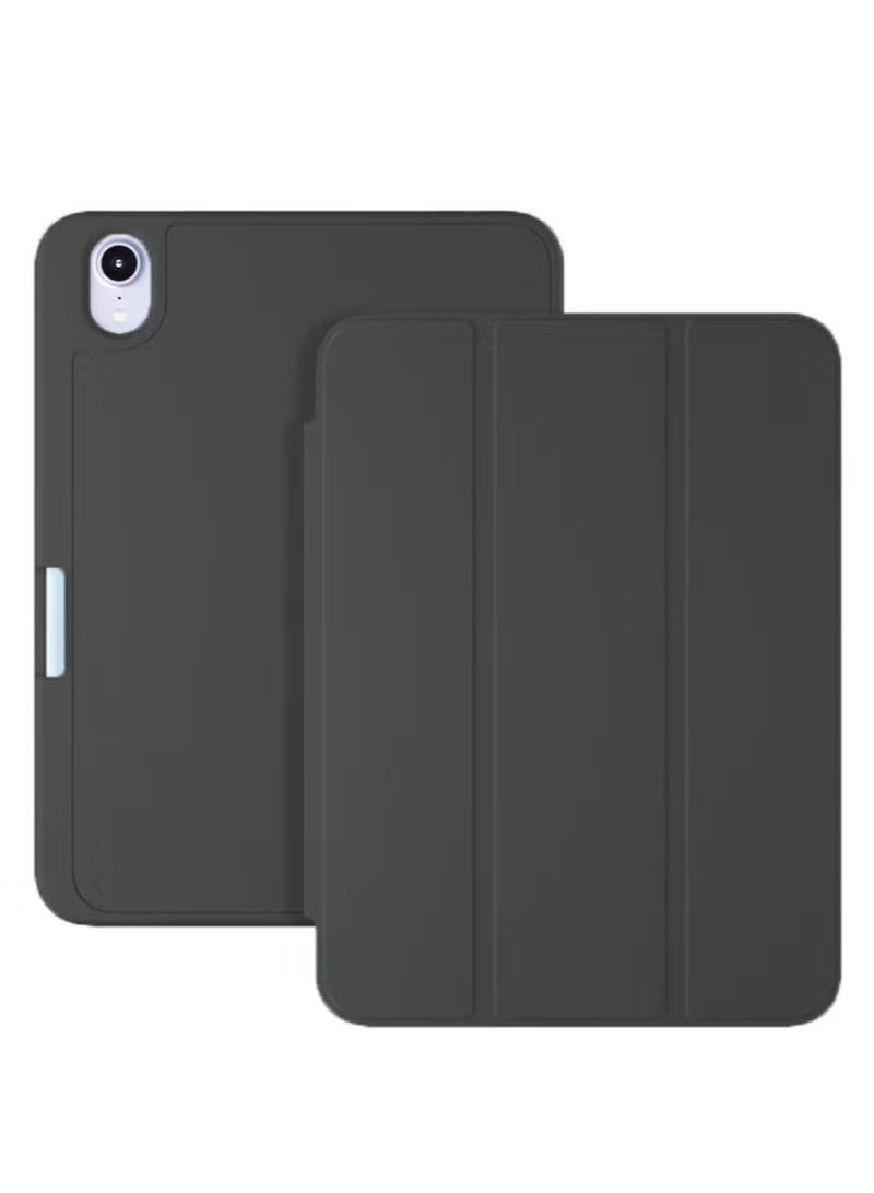 Cat - Cot iPad Mini 7 Cover with Pencil Holder Silicone Smart Folding Case Compatible with Apple iPad Mini 7 2024 8.3 Inch - Black - Image 1