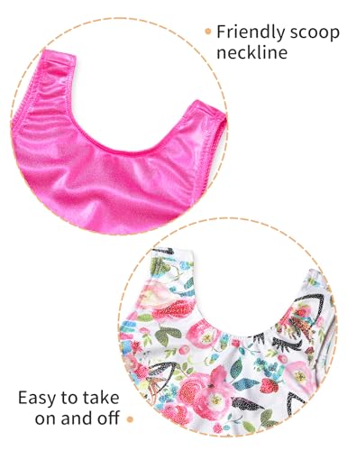 Nokecina Gymnastics Leotards for Girls Two Pack Size 6-7 Years Old Shiny White Rose Dance Outfit Green Pink Bodysuit - Image 3